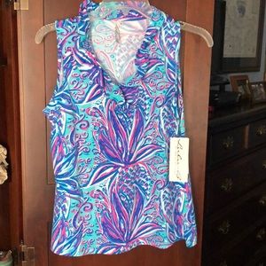 New with tags! Lulu-B cooling ruffle neck sleeveless top! Size M